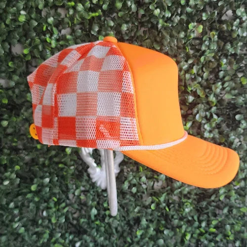 Go Tennessee Vols Coquette Bow Checkered Mesh Trucker Hat, Rocky Top, Womens Football Hat, Sports Mom, Football Mom, College, Smokey Vols UT