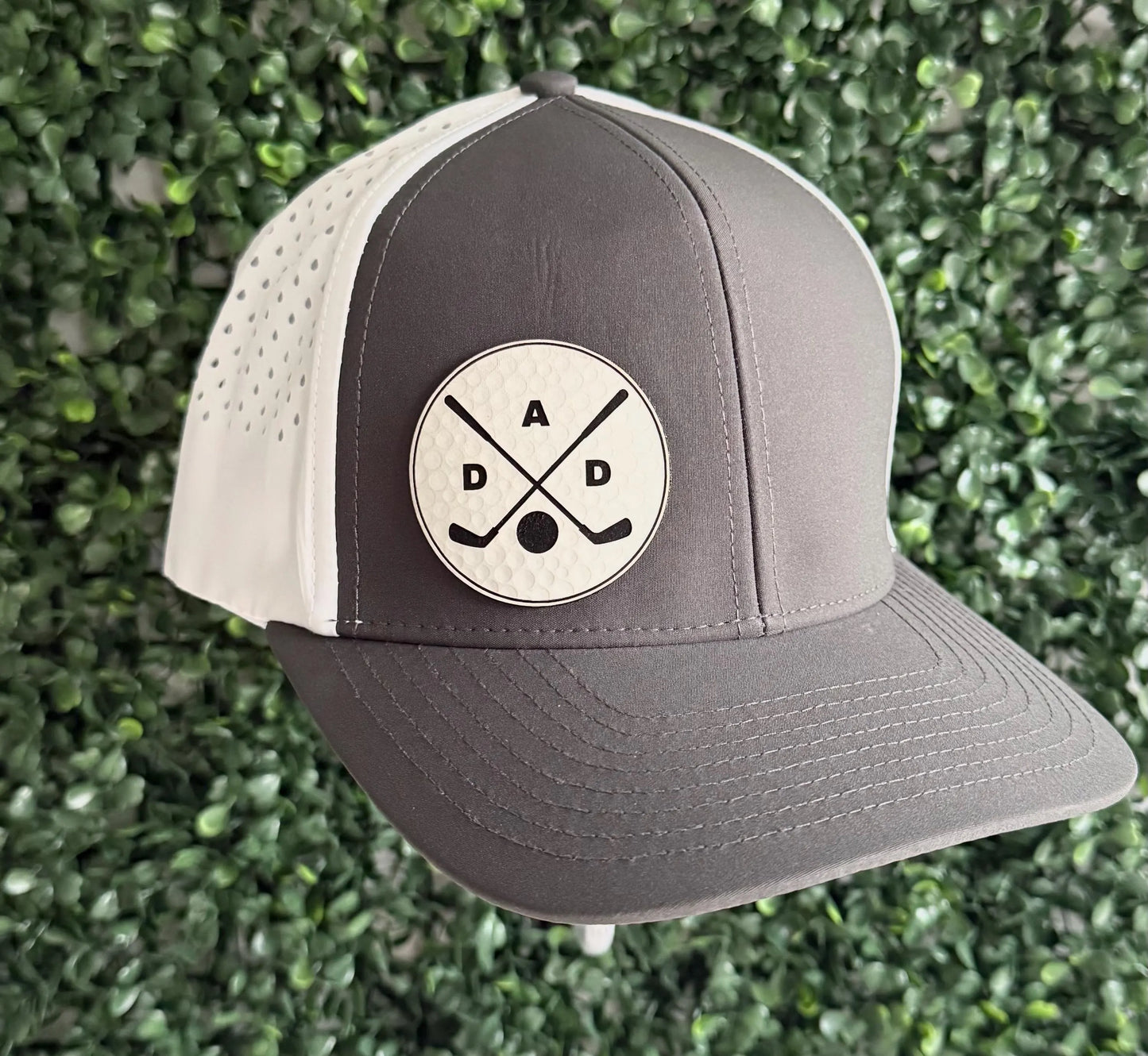 Dad Golf Textured Leather Patch Hat, Water and sweat proof Hydro Material Floats in Water Men's Snap Back Hat Father's Day, Gifts For Him