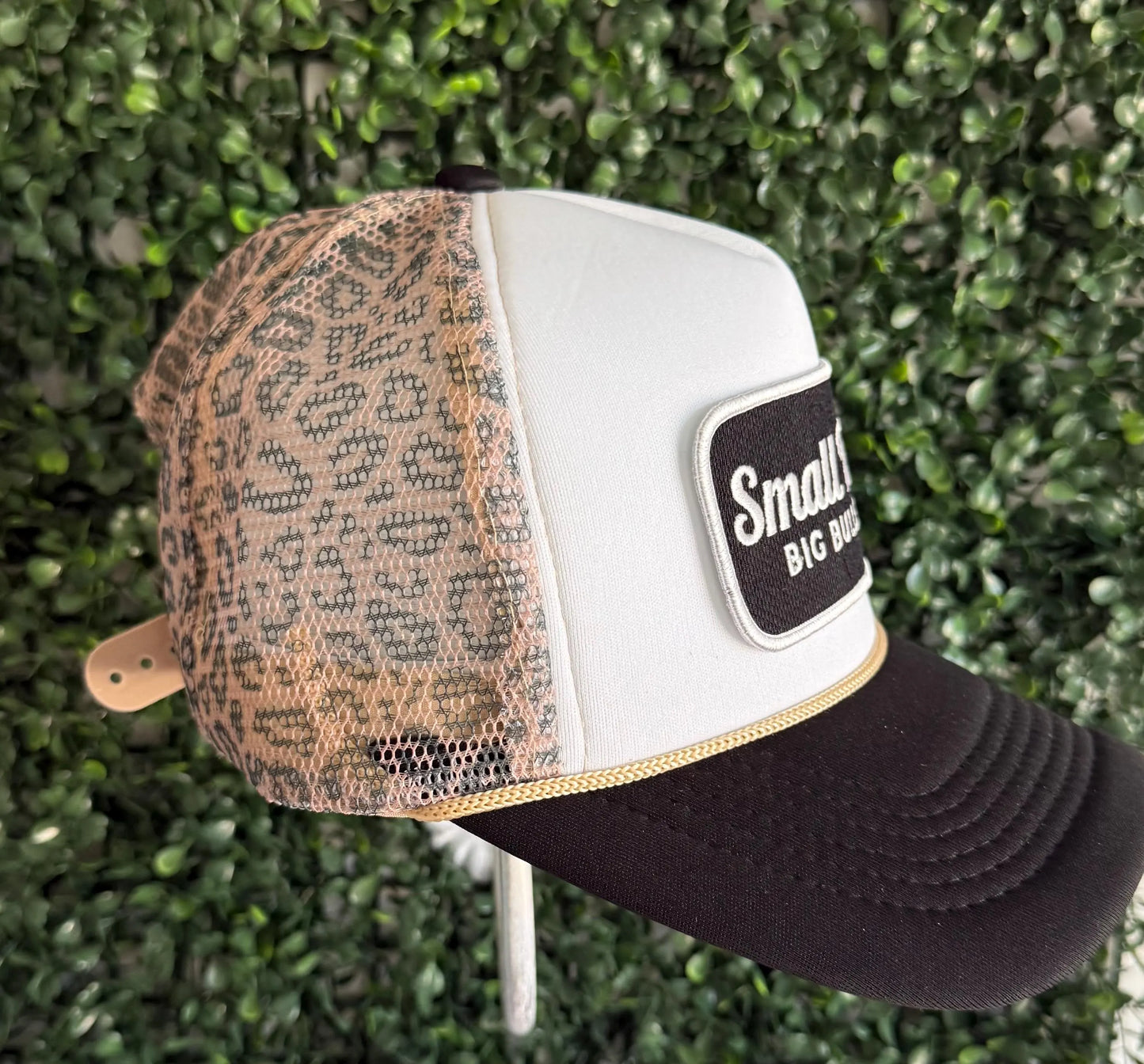 Small Town Big Bullshit, Leopard Snapback Trucker Hat , Honky Tonk Hat, Nashville Hat for Men or Women, Country Concert Hat, Day Drinking,