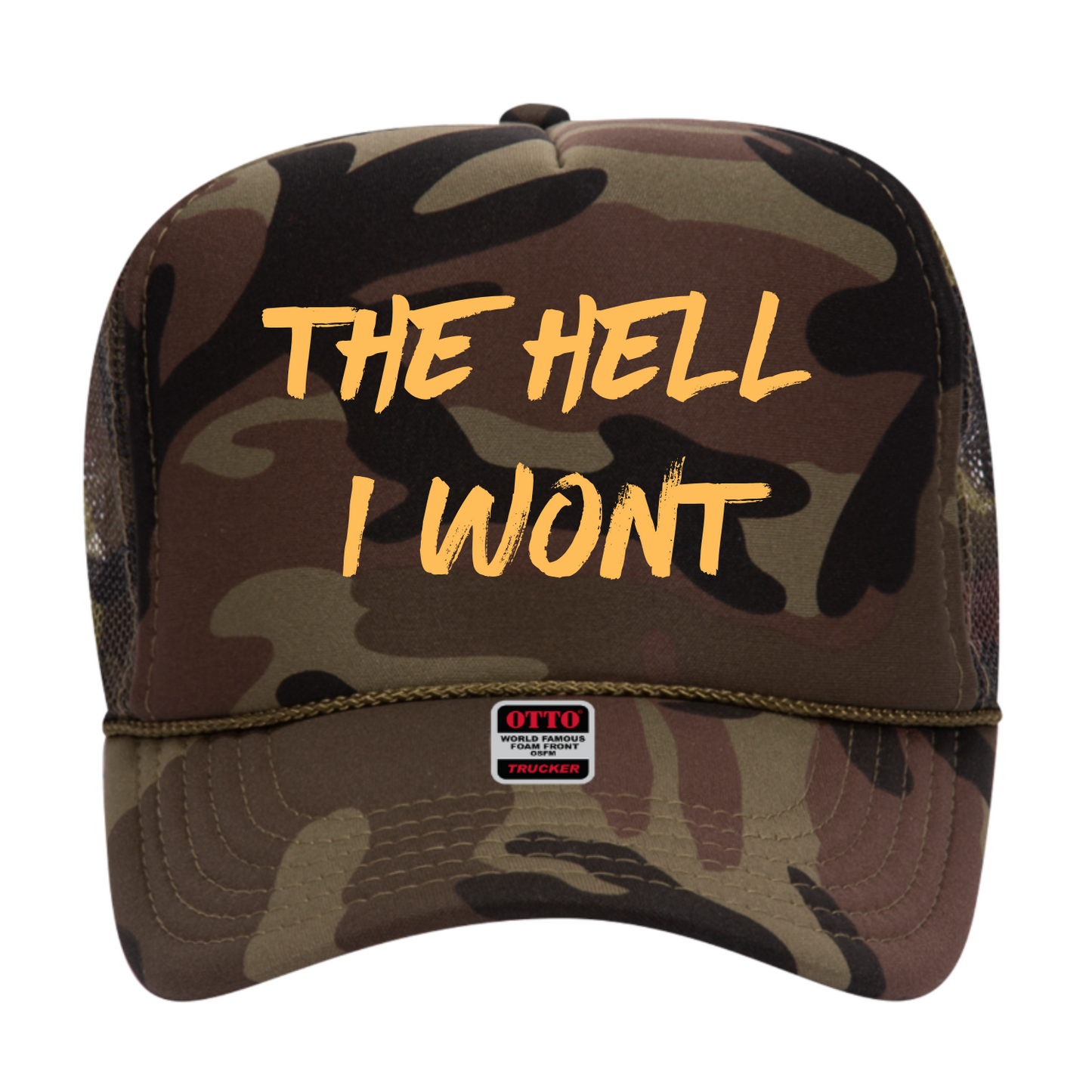 Cute Trendy Camo Snapback Trucker Hat, The Hell I Wont, Honky Tonk Hat, Nashville Hat for Men or Women, Country Concert Hat, Day Drinking,