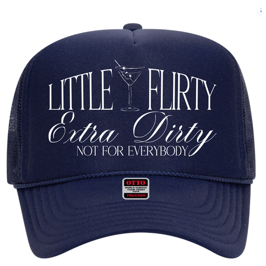 Little Flirty Extra Dirty Hat – Trucker Hat for Women | Sassy Funny Cocktail Hat | Party Hat | Mom Mess Mafia