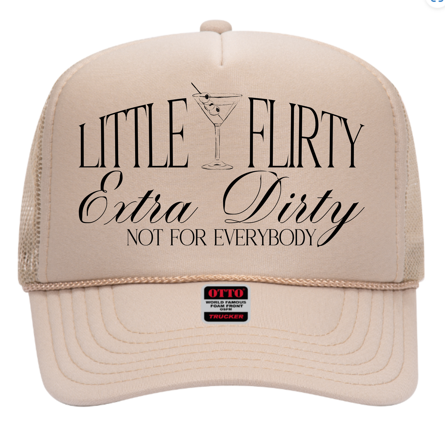 Little Flirty Extra Dirty Hat – Trucker Hat for Women | Sassy Funny Cocktail Hat | Party Hat | Mom Mess Mafia