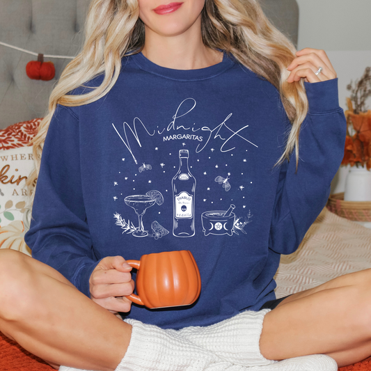 Midnight Margaritas Vintage Style Sweatshirt Comfort Colors Halloween Shirt Practical Magic, Trick or Treat 90's Halloween Womens Sweatshirt