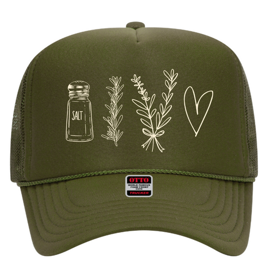 Practical Magic Trucker Hat – Salt Herb Love Design |Witchy Aesthetic Hat | Cottagecore Mom Hat | Protection & Intention