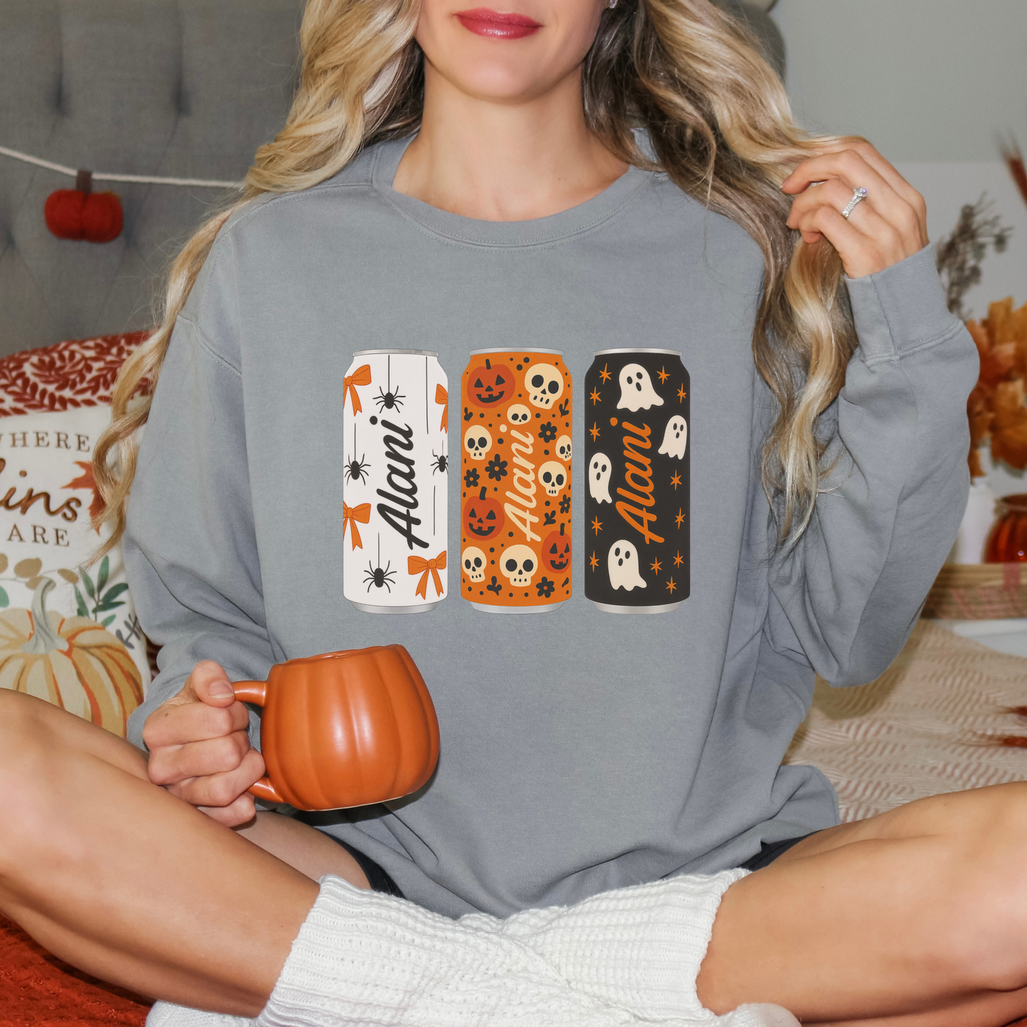 Halloween Alani Nu Comfort Colors Sweatshirt – Fall Energy Drink Aesthetic Pullover for Women