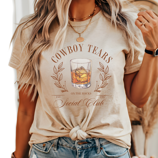 Graphic Western Shirt, Womens Vintage Cowboy T Shirt, Rodeo Shirt, Whiskey Girl Cowboy Killer Cocktail Party Shirt Cowboy Tears Nashville