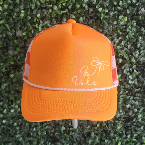 Go Tennessee Vols Coquette Bow Checkered Mesh Trucker Hat, Rocky Top, Womens Football Hat, Sports Mom, Football Mom, College, Smokey Vols UT