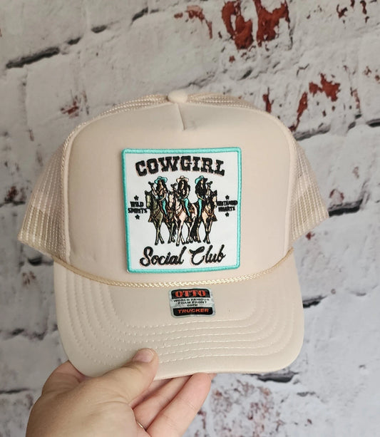 Trendy Cowgirl Social Club Foam Trucker Hat, Honky Tonk Hat, Nashville Hat for Women, Country Concert Hat, Day Drinking, Coquette Cowgirl