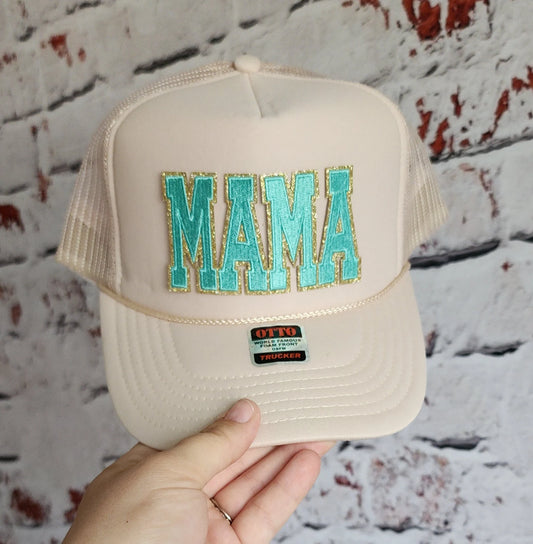 Trendy Foam MAMA Patch Trucker Hat Hot Pink or Teal, Multiple Hat Colors Mothers Day Gifts For Her, Gift for Mom, Mama Hat, Mama Trucker Hat