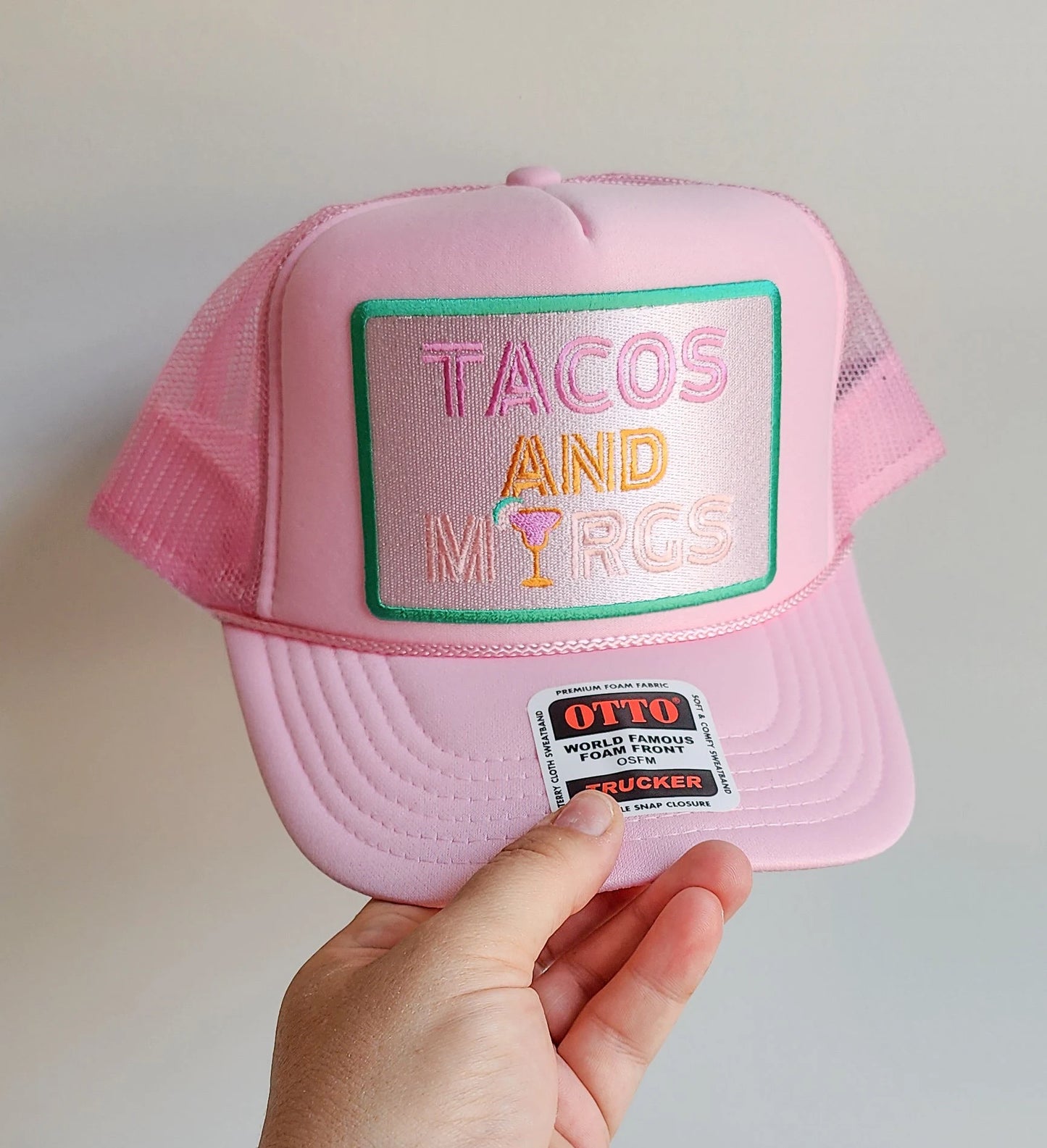 Tacos and Margs Pink Foam Trucker Hat Snap Back  Day Drinker Trendy Womens Trucker Bachelorette Party Summer Vibes Margaritas, Cinco De Mayo