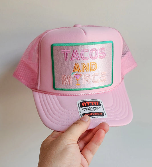 Tacos and Margs Pink Foam Trucker Hat Snap Back  Day Drinker Trendy Womens Trucker Bachelorette Party Summer Vibes Margaritas, Cinco De Mayo