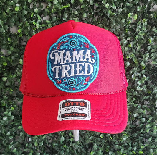 Mama Tried Trendy Patch, Red Foam Trucker Hat, Honky Tonk Hat, Nashville Hat for Women, Country Concert Hat, Day Drinking, Nashville Hat