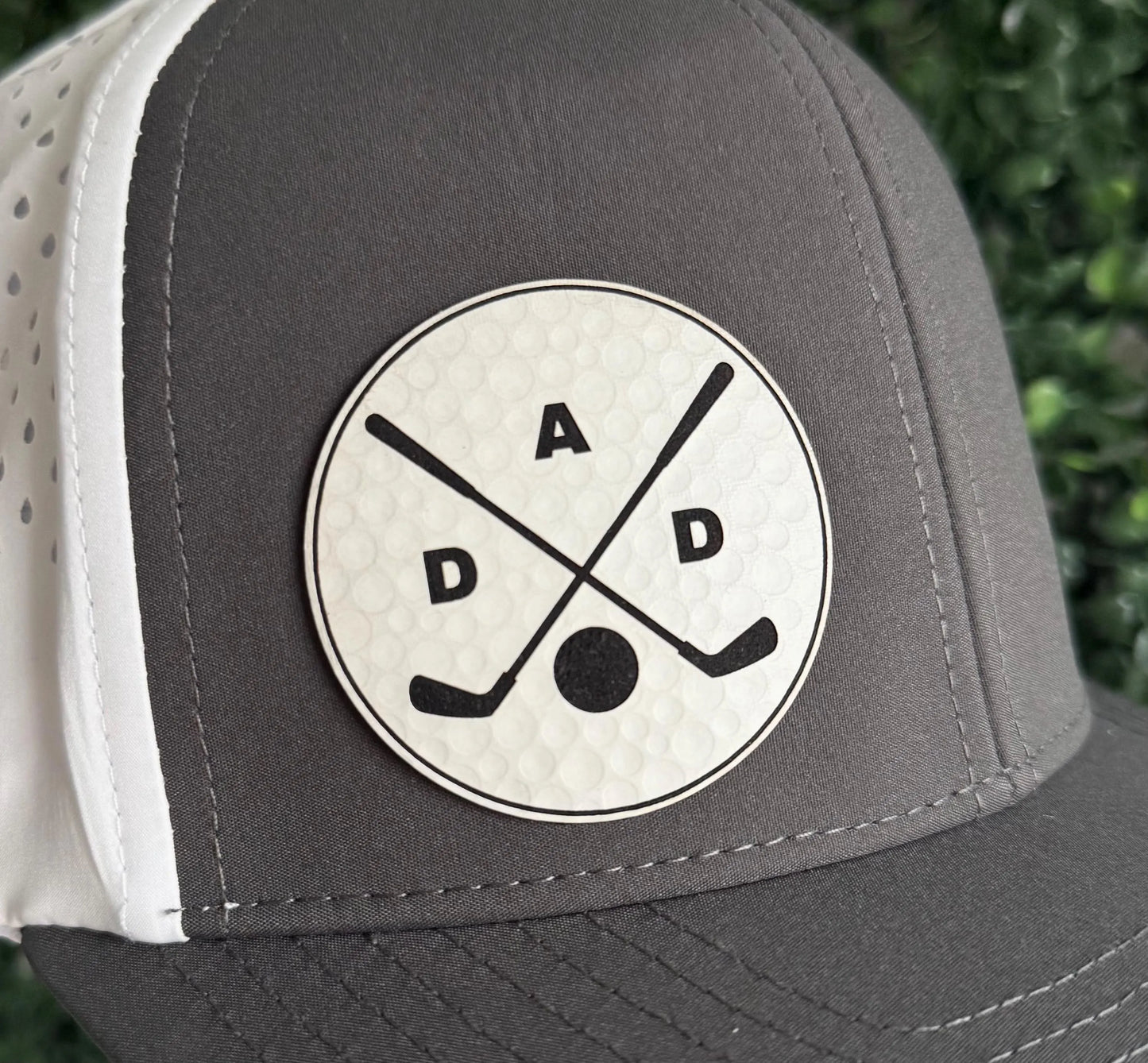 Dad Golf Textured Leather Patch Hat, Water and sweat proof Hydro Material Floats in Water Men's Snap Back Hat Father's Day, Gifts For Him
