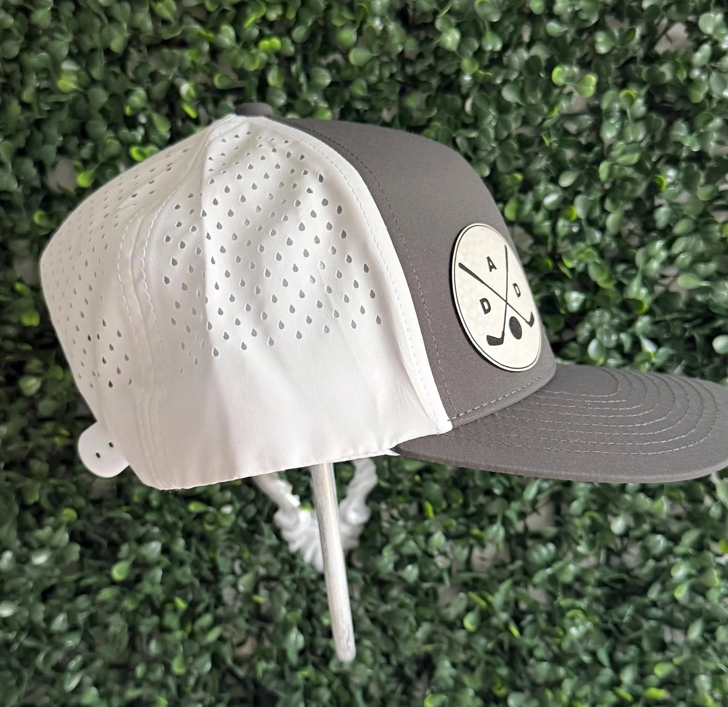 Dad Golf Textured Leather Patch Hat, Water and sweat proof Hydro Material Floats in Water Men's Snap Back Hat Father's Day, Gifts For Him