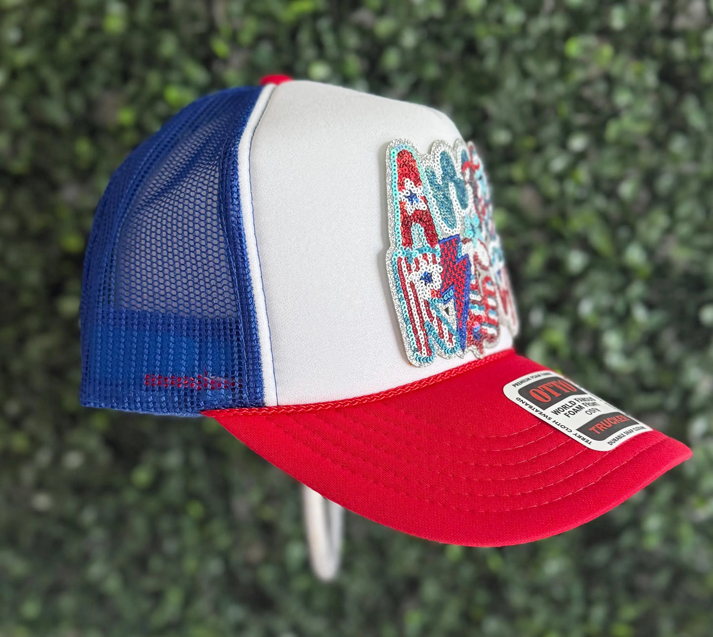 Patriotic Sequin America Trucker Hat – Red White Blue Mesh Cap for 4th of July, Memorial Day, USA Party, Hats for Women, Merica, Boat Hat