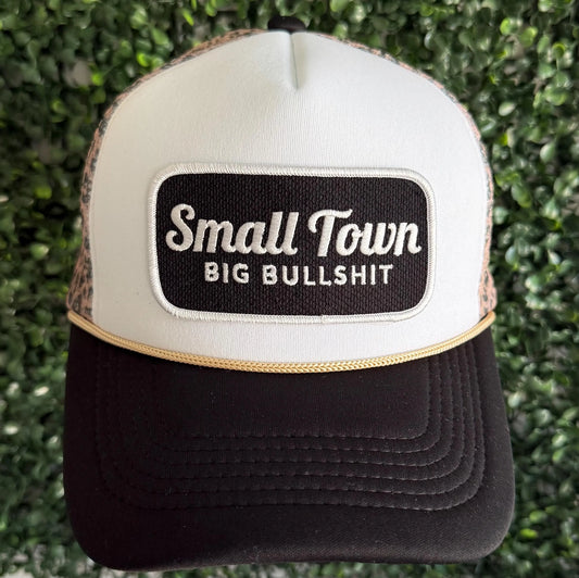 Small Town Big Bullshit, Leopard Snapback Trucker Hat , Honky Tonk Hat, Nashville Hat for Men or  Women, Country Concert Hat, Day Drinking,