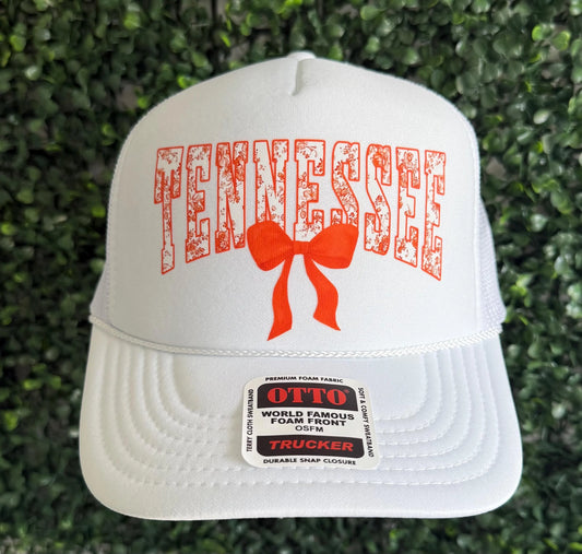 Tennessee Orange Coquette Bow Vols Rocky Top Trucker Hat, Womens Football Hat, Football Mom, College Smokey Vols UT