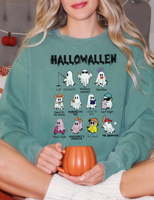 Funny Halloween Ghost Morgan Wallen Song Comfort Colors Sweatshirt, Multiple Colors, Unisex Garment-Dyed Sweatshirt, Long Live Cowgirls