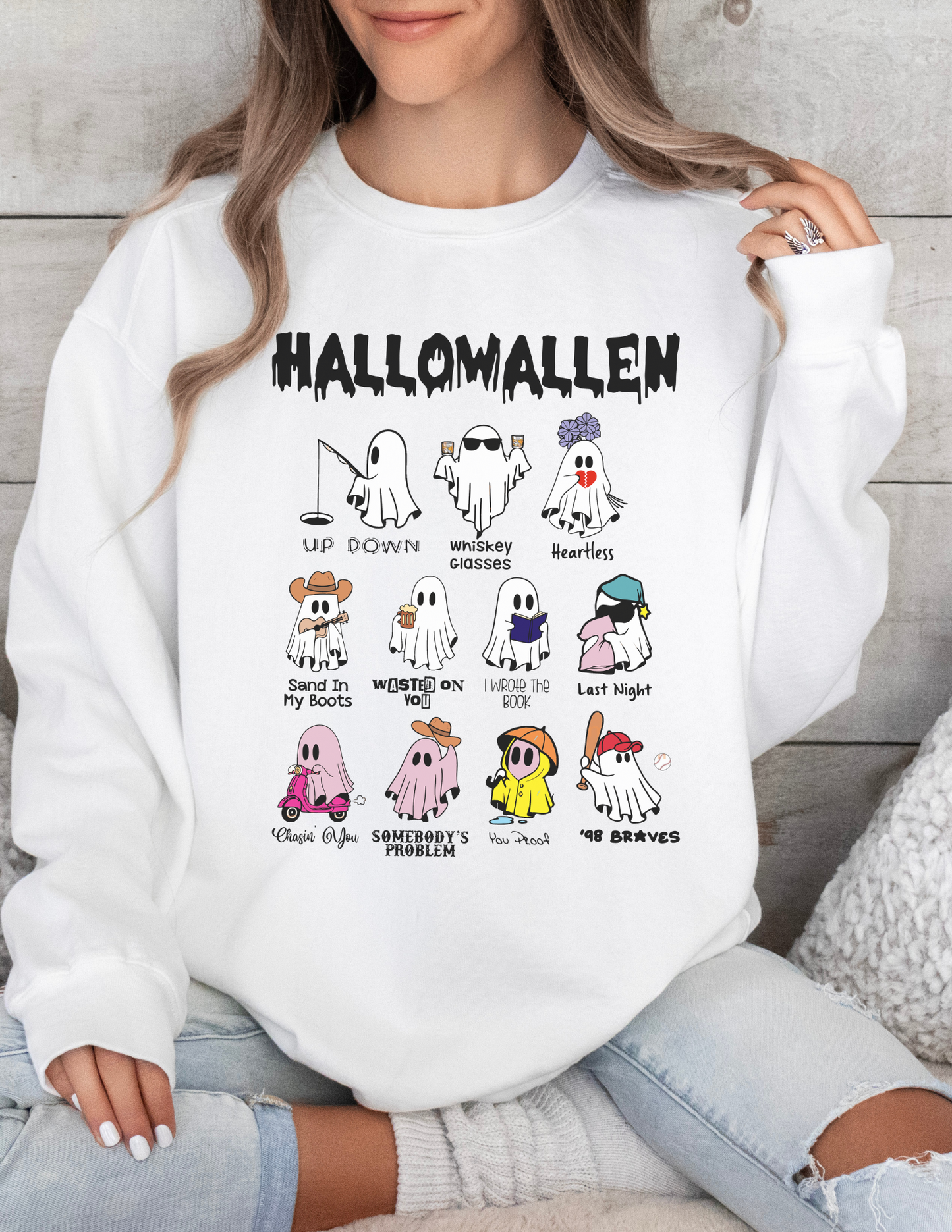Funny Halloween Ghost Morgan Wallen Song Comfort Colors Sweatshirt, Multiple Colors, Unisex Garment-Dyed Sweatshirt, Long Live Cowgirls